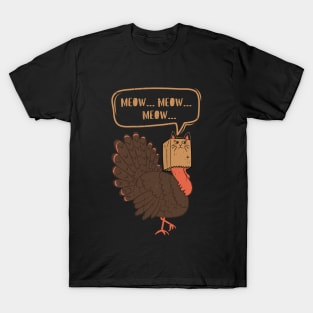 Thanksgiving Funny Turkey Fake Cat T-Shirt